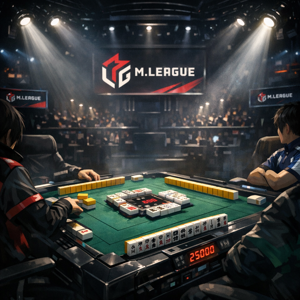 Mリーグの麻雀卓イメージイラスト