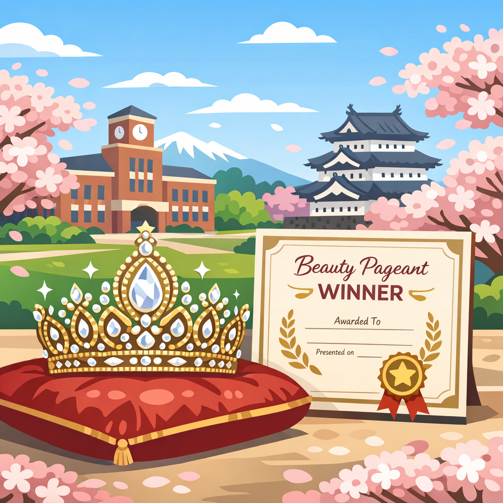 弘前大学のミスコン受賞をイメージしたイラスト