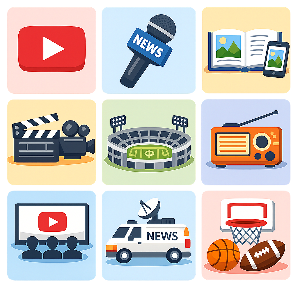 多岐にわたるメディア活動をイメージしたイラスト