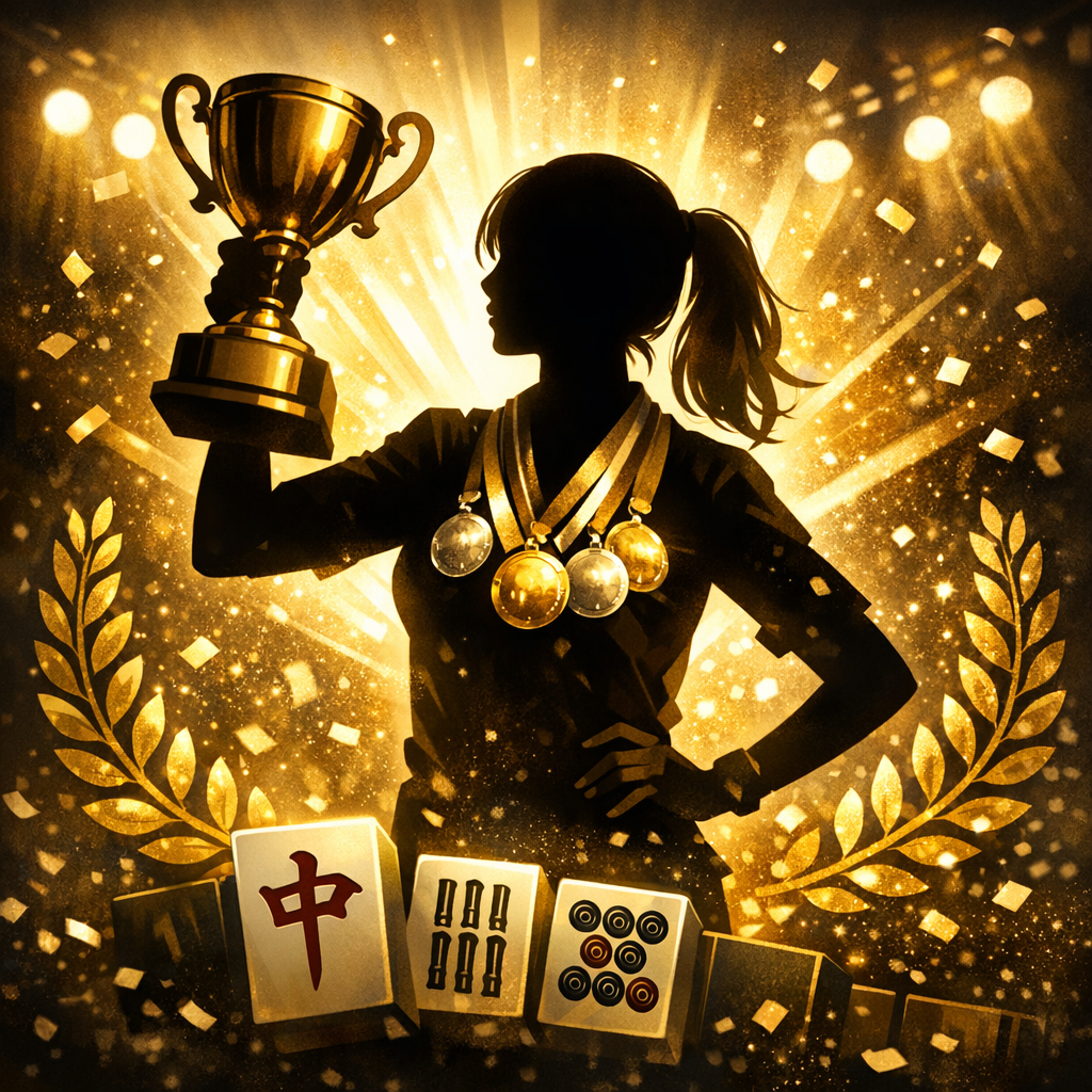 女流プロ雀士のタイトルと実績を示すイラスト