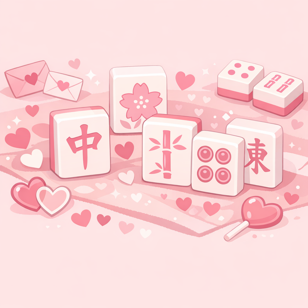 麻雀牌とハートのモチーフ