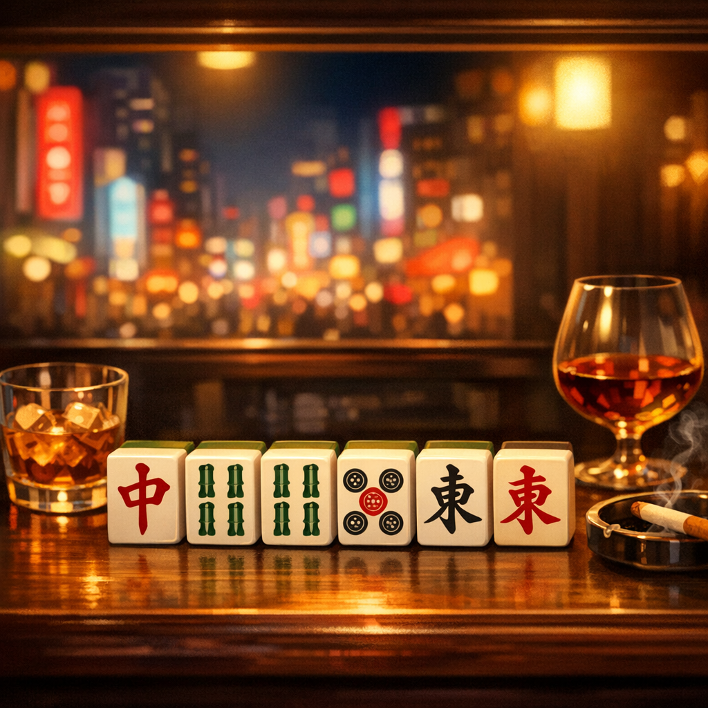 池袋の麻雀バーをイメージしたイラスト