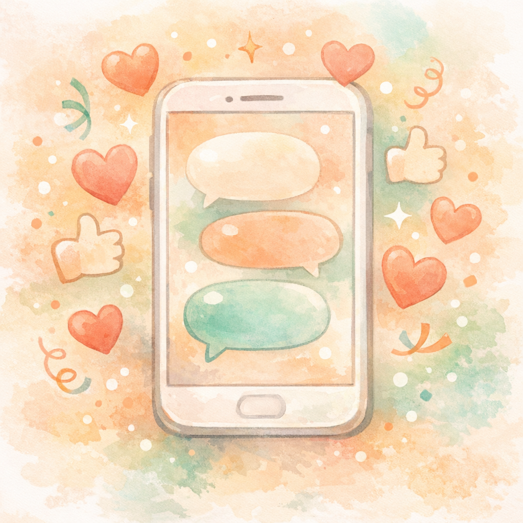 SNS発表ポストへの温かい反響を表すイラスト