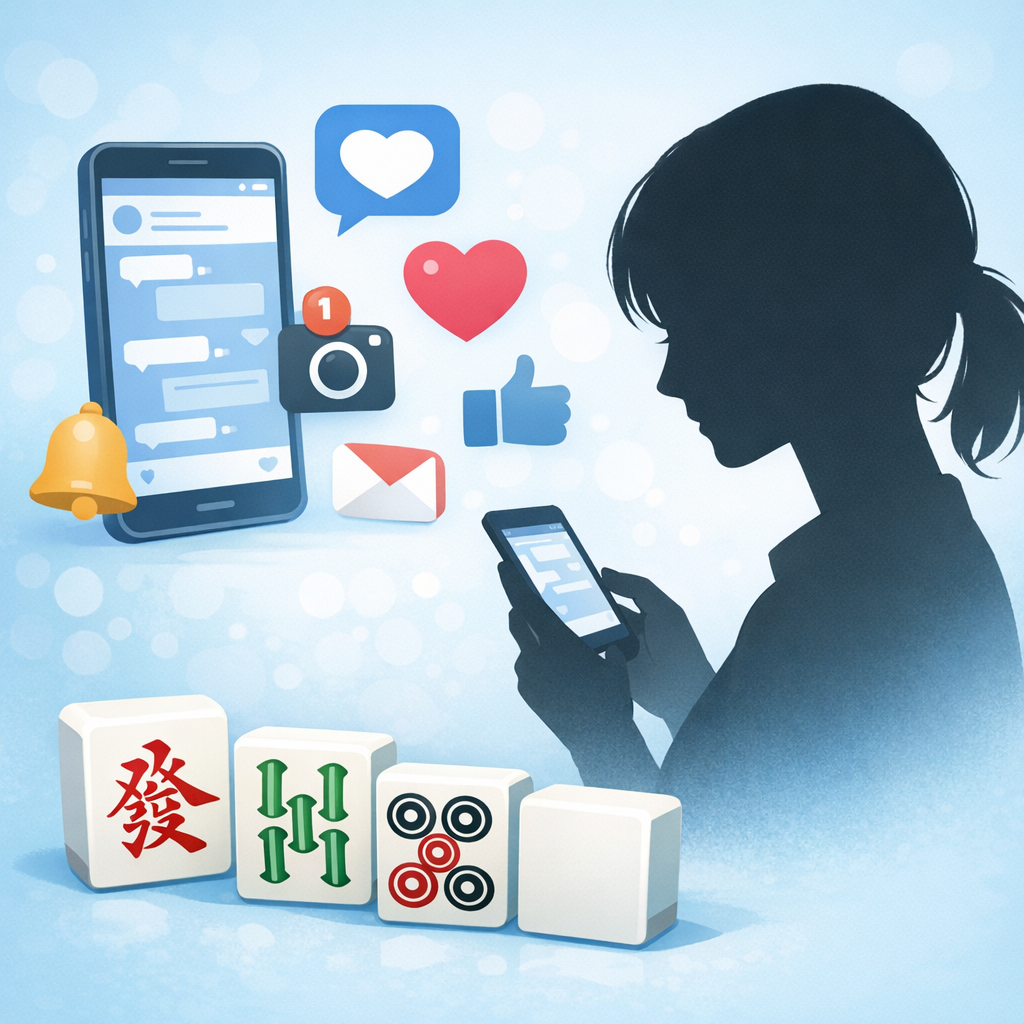 SNSと麻雀牌のイラスト