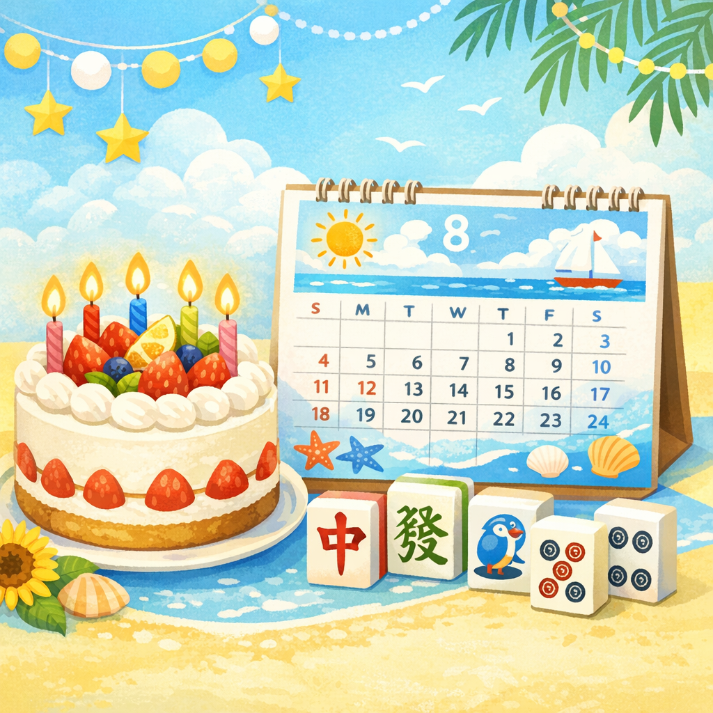 誕生日ケーキとカレンダーのイラスト