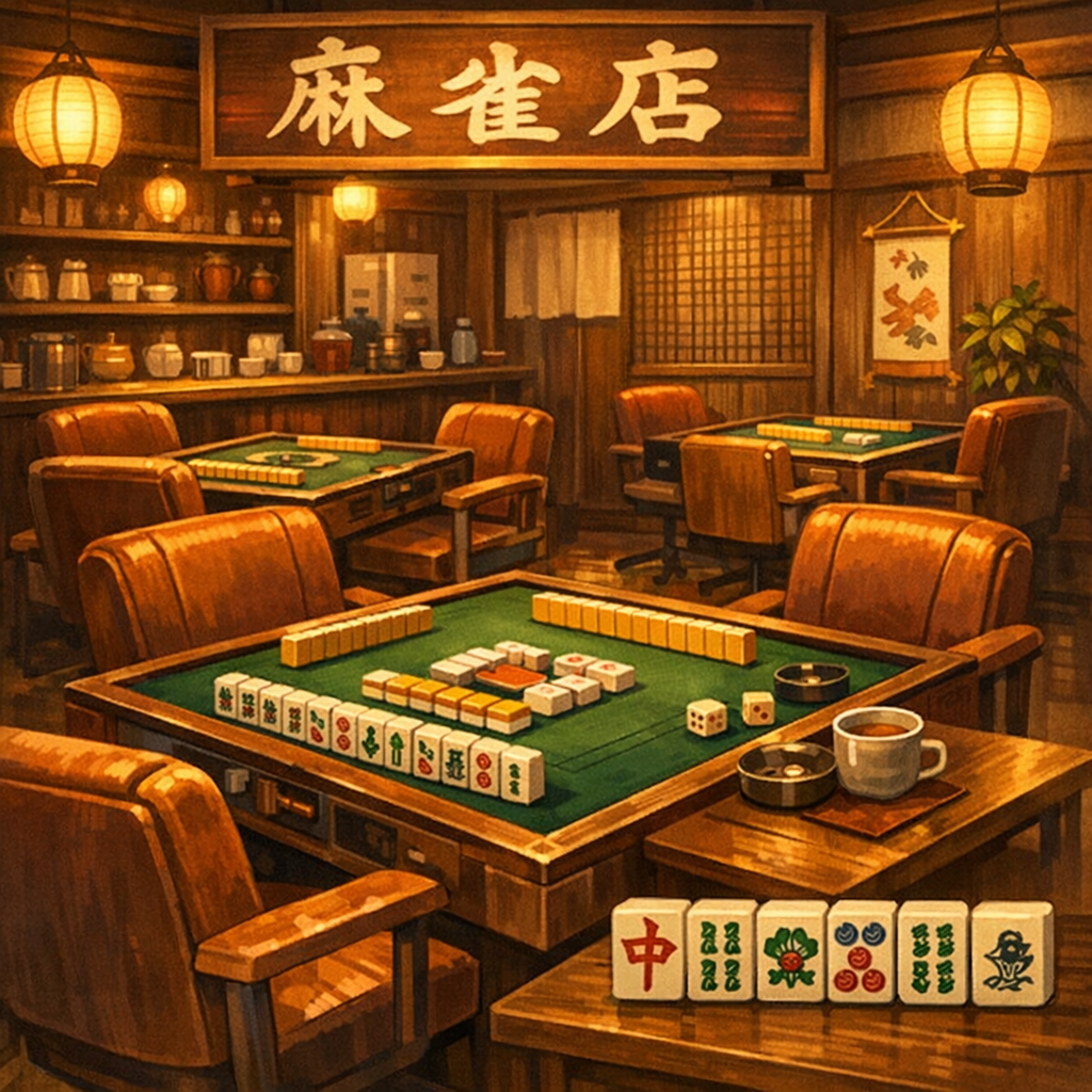雀荘店内のイラスト