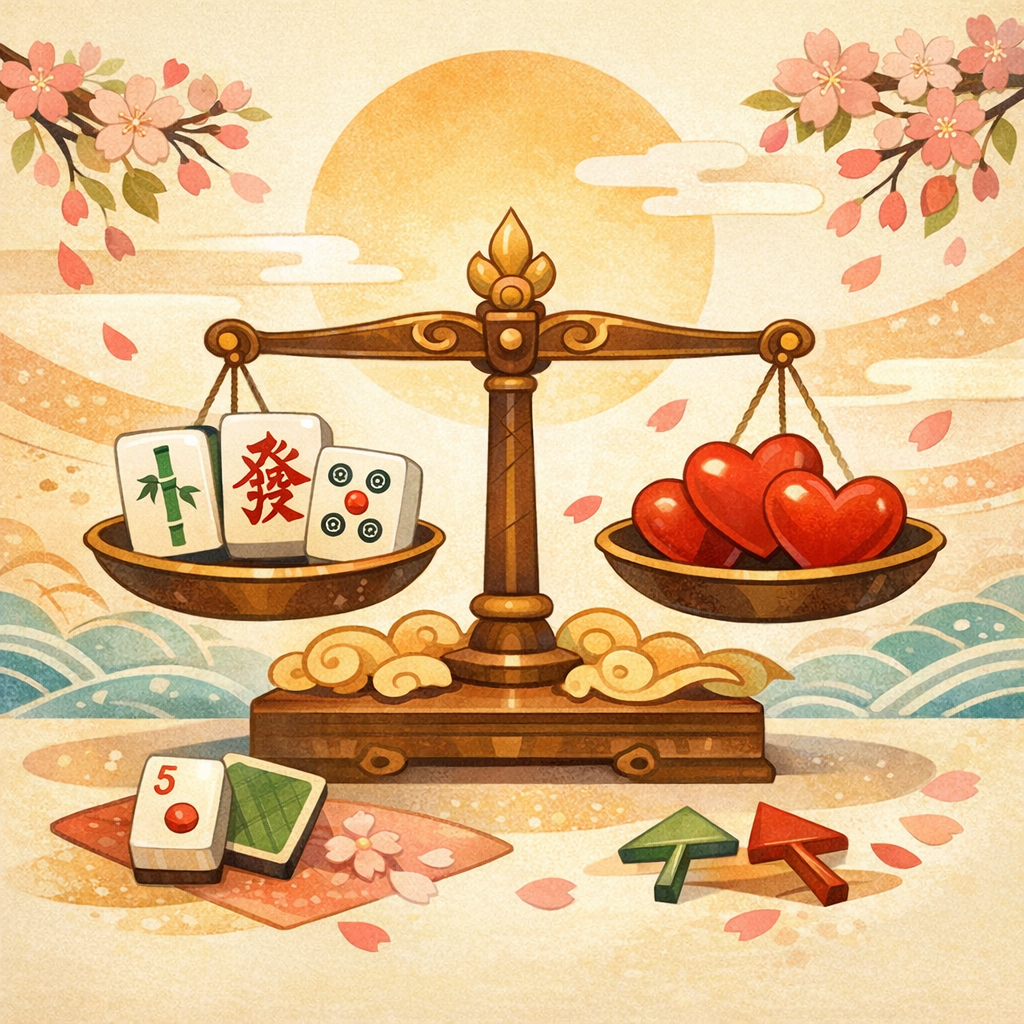 麻雀の押し引きになぞらえた恋愛観を表すイラスト