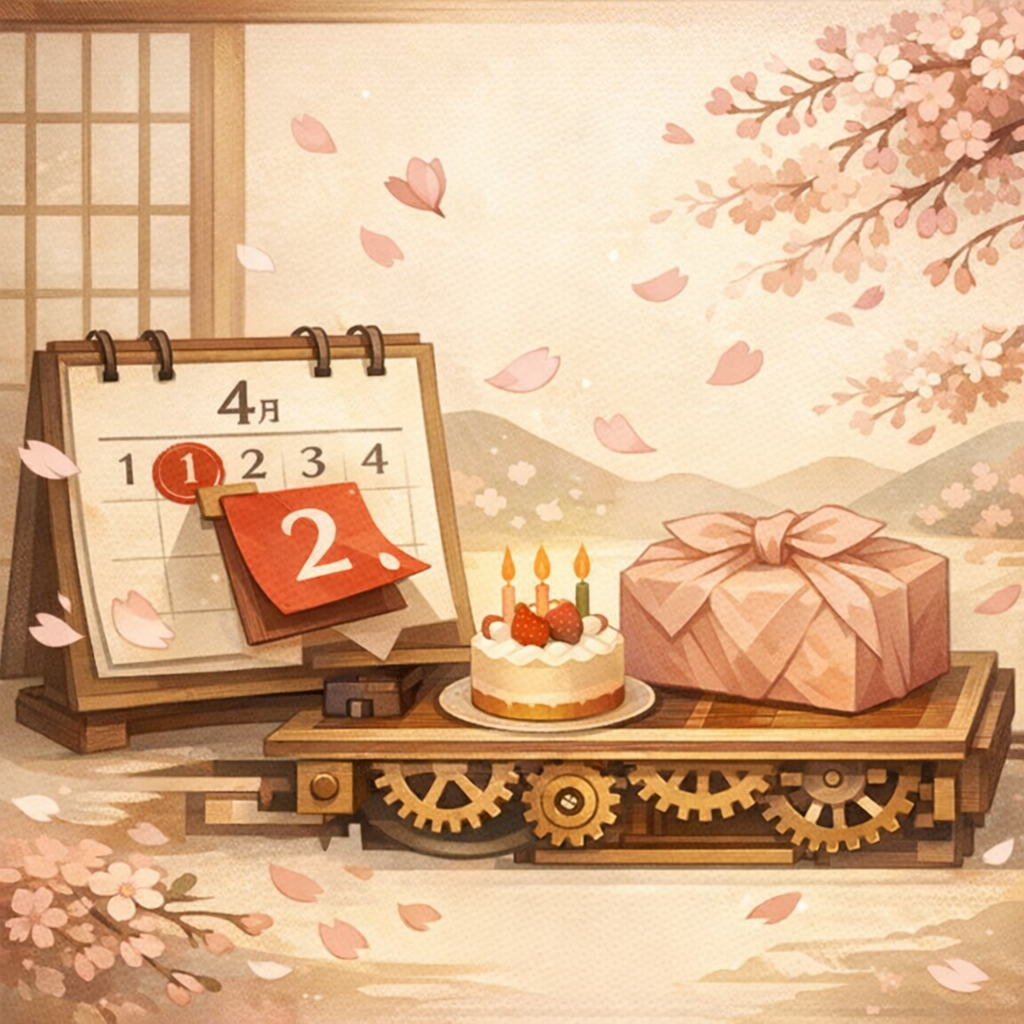 4月のカレンダーと桜のイメージイラスト