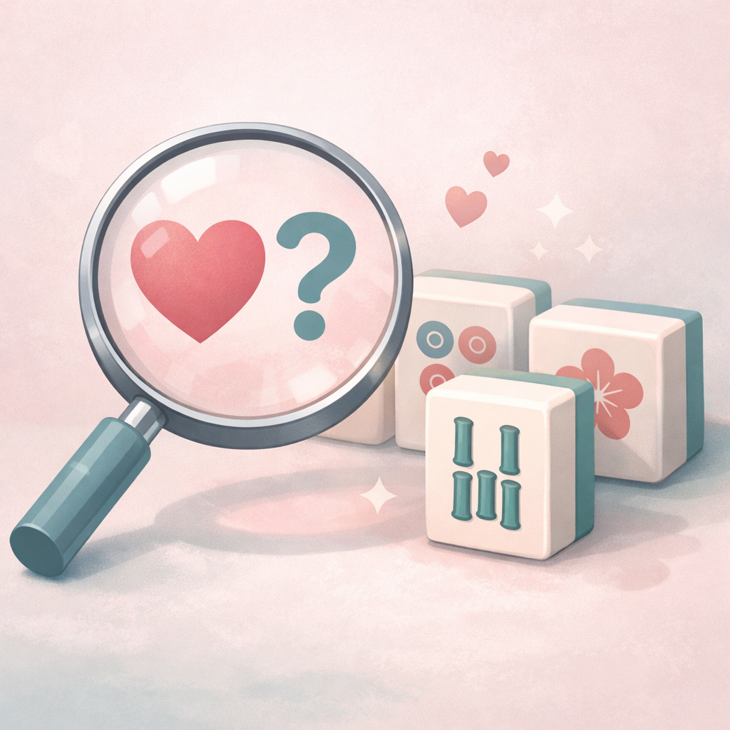 恋愛事情を調べるイメージの虫眼鏡とハートのイラスト