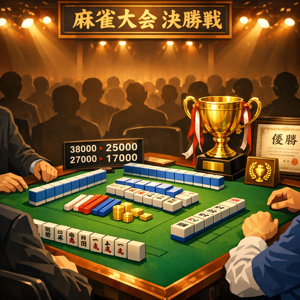 麻雀大会の決勝戦をイメージしたイラスト