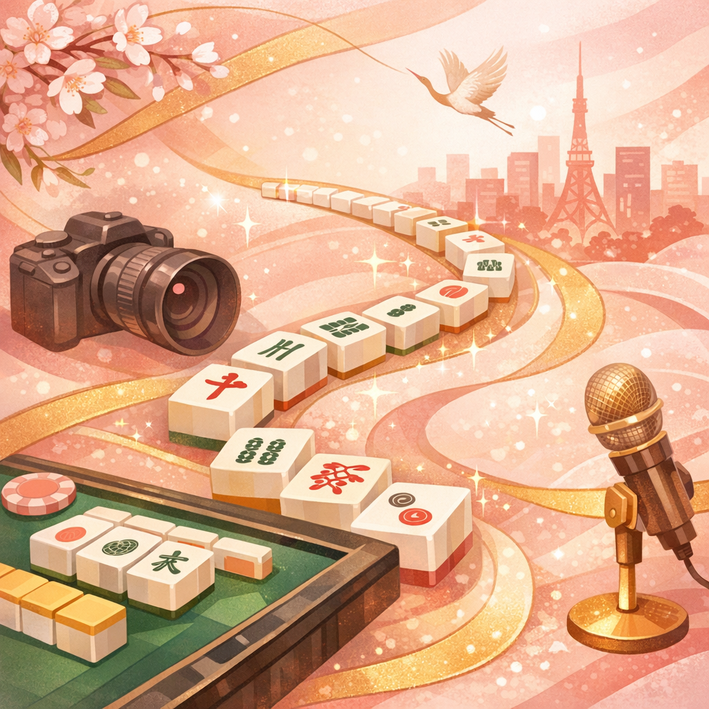 麻雀牌と経歴をイメージした抽象イラスト